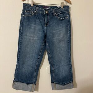 EUC TOMMY HILFIGER SPIRIT CROP Women’s Blue Capri Jeans Denim Rolled Hem Size 10